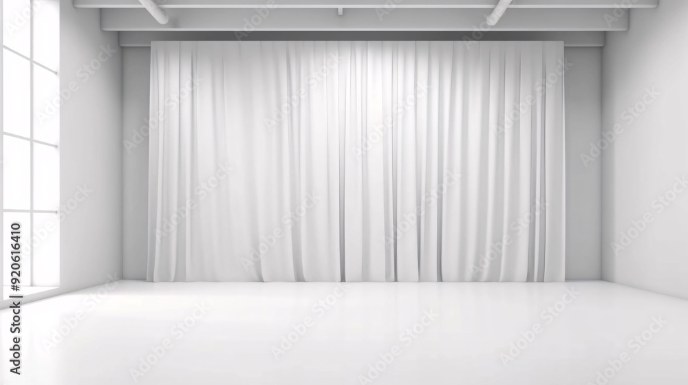 Minimalist White Studio Background with Window Shadows, Ideal for Product Presentation, Featuring an Empty Room and Subtle Blurred Backdrop for a Clean and Modern Display Minimalist White Studio Background with Window Shadows, Ideal for Product Presentation, Featuring an Empty Room and Subtle Blurred Backdrop for a Clean and Modern Display
