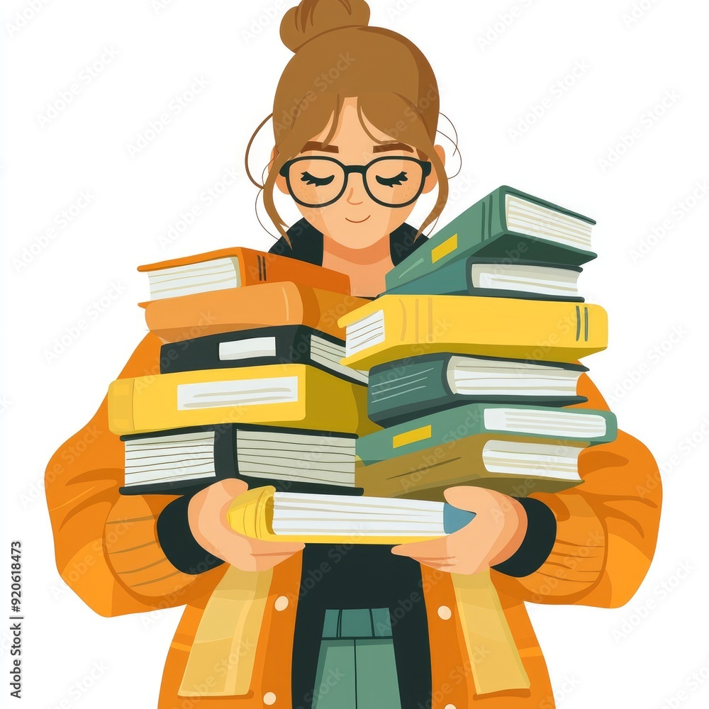 Young Woman Holding a Stack of Books Young Woman Holding a Stack of Books