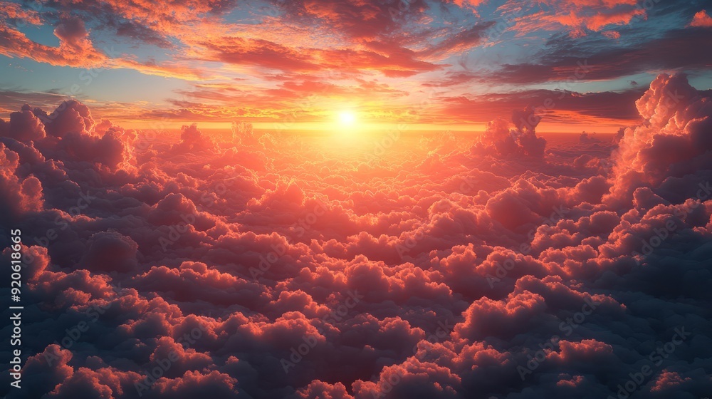 Fototapeta premium photography, style above the clouds, sunlight