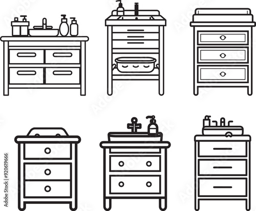 Changing Table Furniture icon clean simple linear