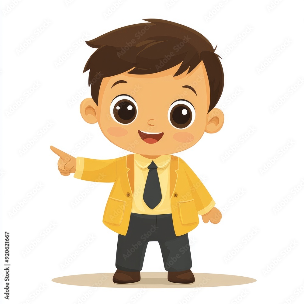 Happy Little Boy Pointing to the Right Happy Little Boy Pointing to the Right
