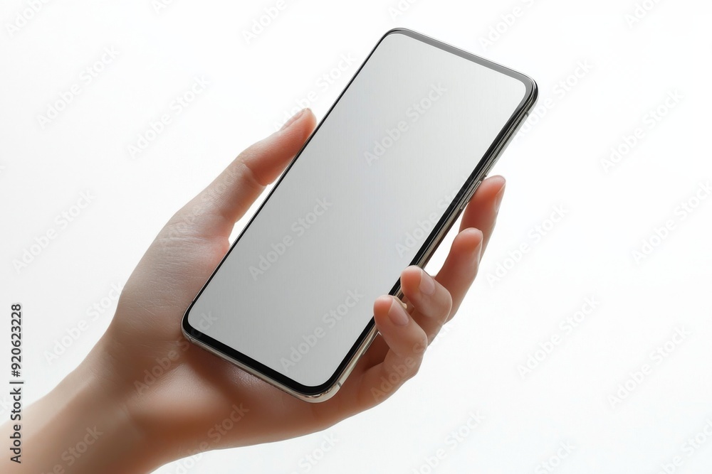 Blank Smartphone Mockup on Hand created with Generative AI Blank Smartphone Mockup on Hand created with Generative AI