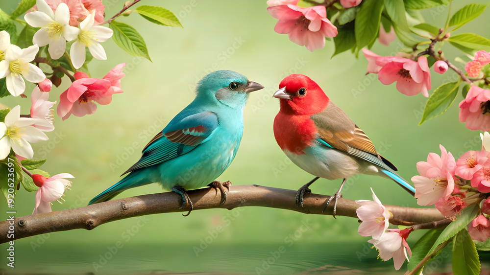 create-an illustration of a serene garden love birds scene create-an illustration of a serene garden love birds scene