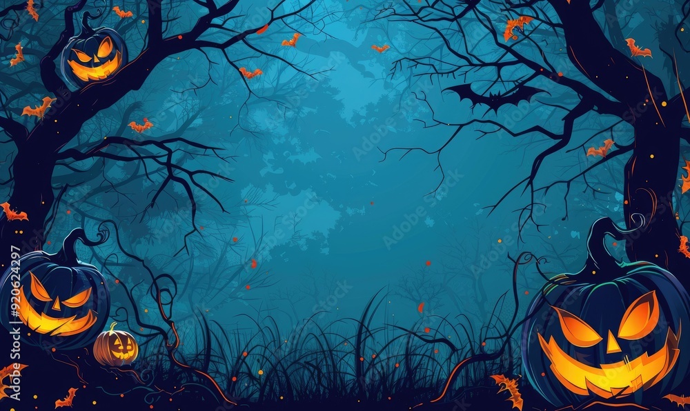 pumpkins with black in the border with empty space for text in the center of background pumpkins with black in the border with empty space for text in the center of background