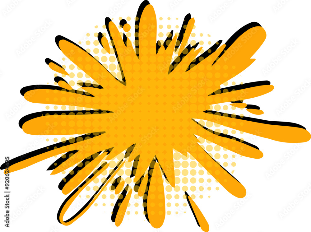 Obraz premium Comic-style explosion clouds with bold speech bubbles, dynamic sound effects, and vibrant pop art text frames.