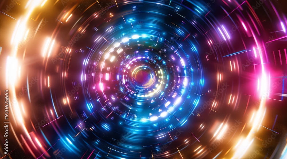 Experience a stunning visual of a vibrant light tunnel with brilliant illumination and captivating motion Experience a stunning visual of a vibrant light tunnel with brilliant illumination and captivating motion