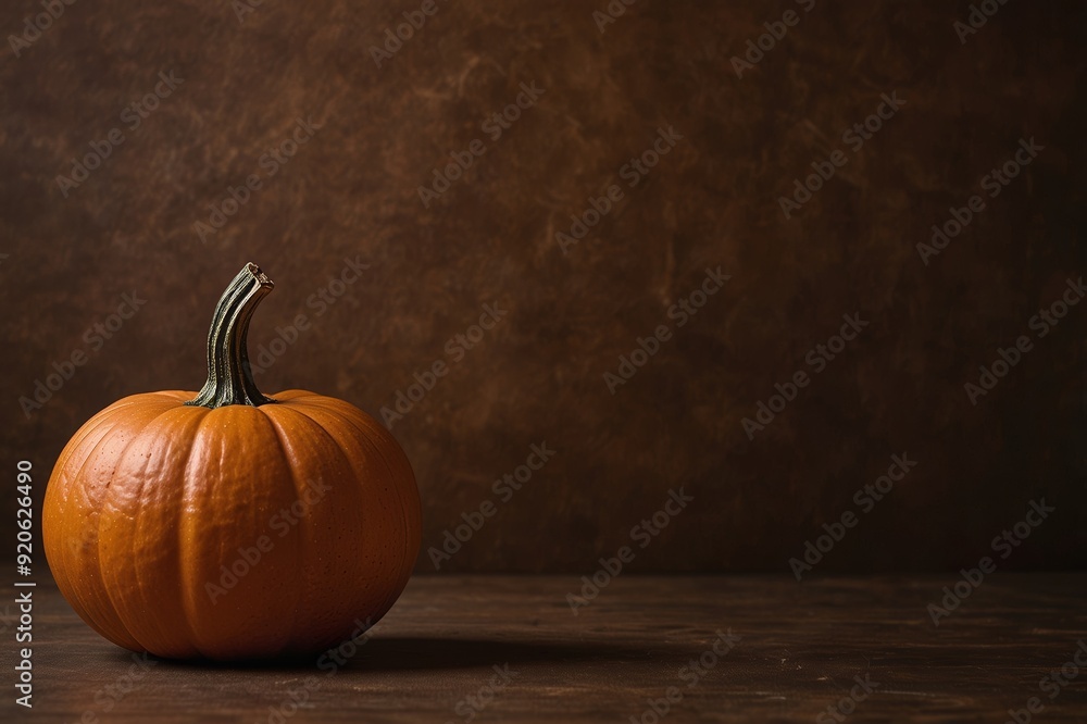 Pumpkin on a Mid Brown colored background. Fall themed Wallpaper with copy-space Pumpkin on a Mid Brown colored background. Fall themed Wallpaper with copy-space