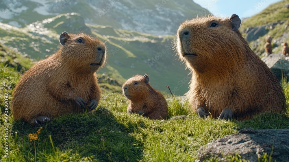 Harmonious Capybara Social Behavior in Meadow: Cinematic Group Interactions Harmonious Capybara Social Behavior in Meadow: Cinematic Group Interactions