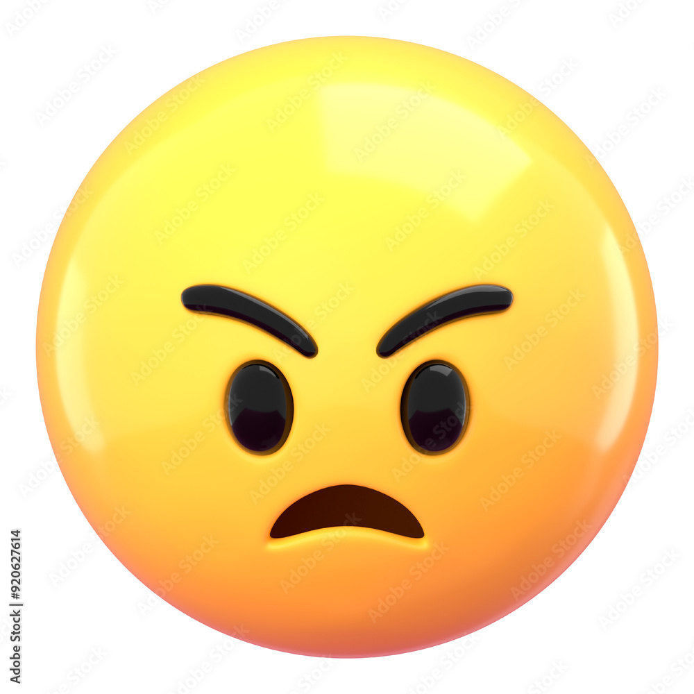 PNG 3D angry face emoticon, social media sticker, transparent background PNG 3D angry face emoticon, social media sticker, transparent background