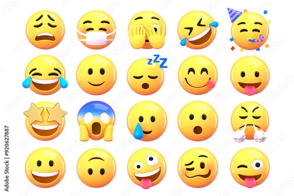 3D emoticons png sticker, expression graphic set transparent background 3D emoticons png sticker, expression graphic set transparent background