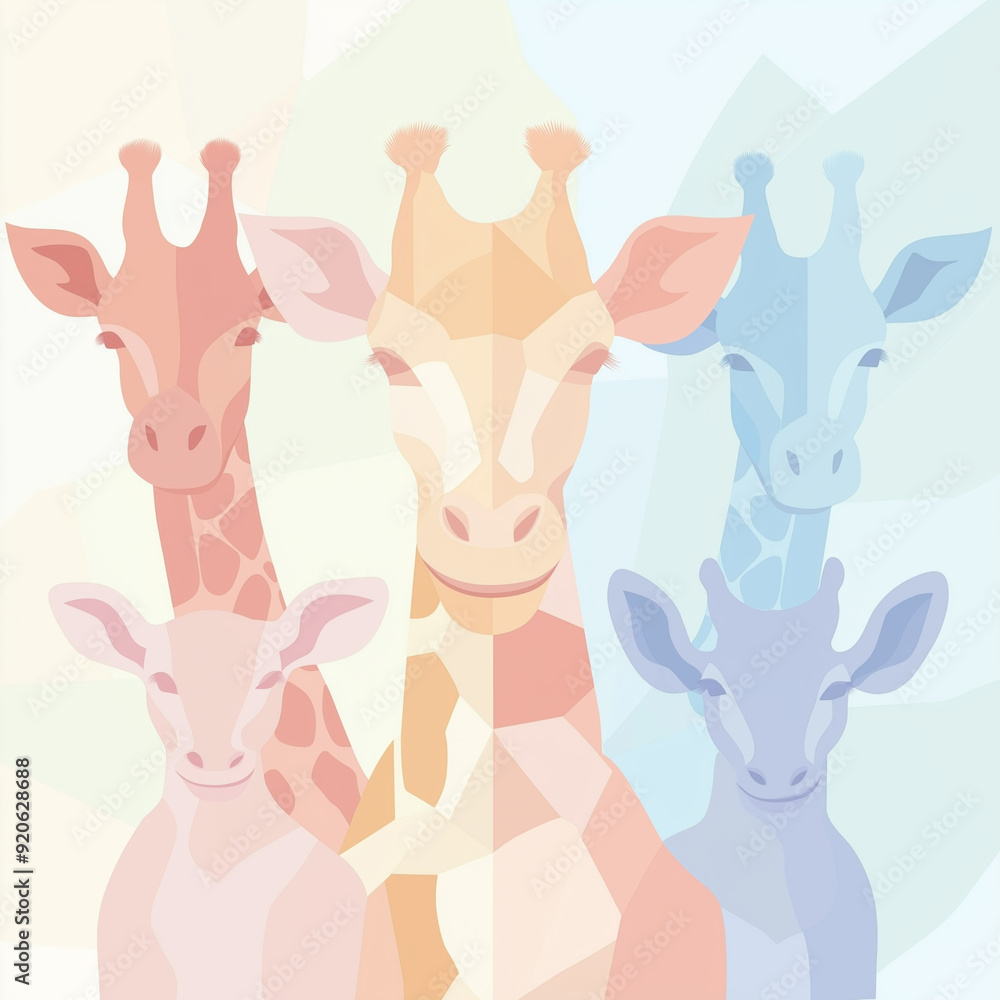Fototapeta premium silhouettes of animals in pastel colors, with smooth edges and minimalist features