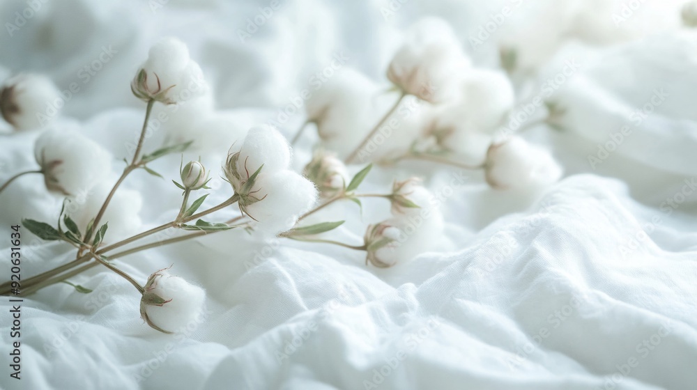 Closeup Soft Flowers on Clean Cotton Closeup Soft Flowers on Clean Cotton