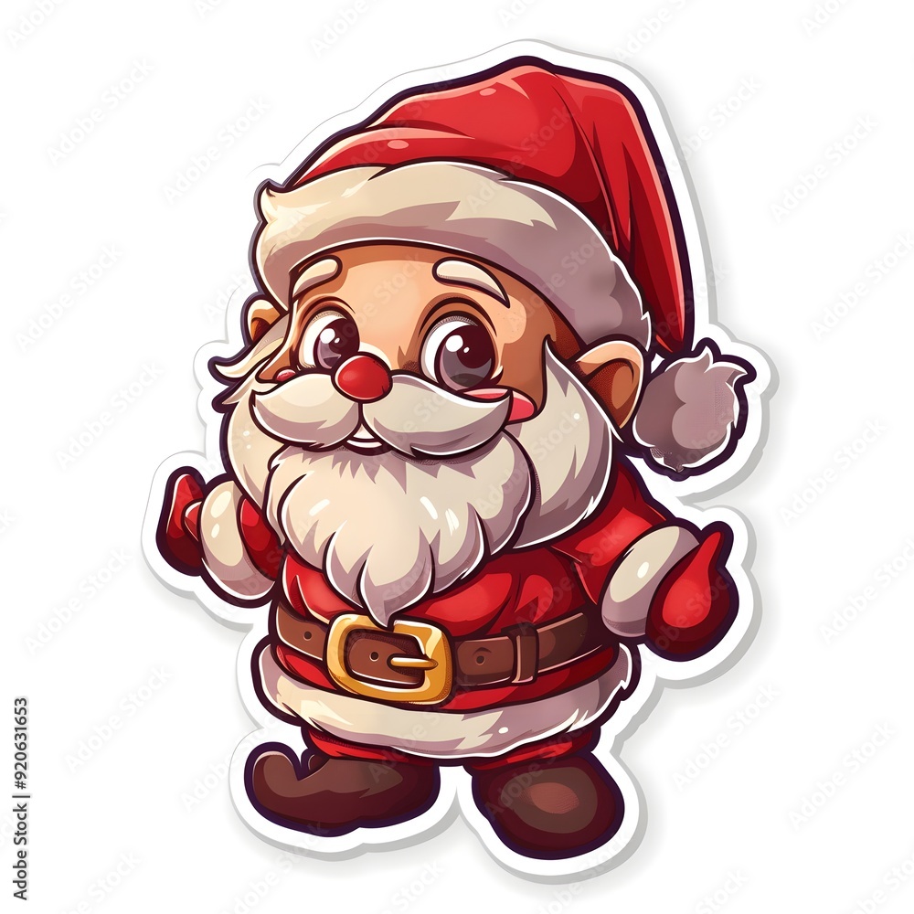 Cute Santa Claus Sticker on White Background, Adorable and Jolly Santa Design with Classic Red Suit, Fun and Festive Christmas-Themed Illustration, Perfect for Holiday Decoration and Gifts Cute Santa Claus Sticker on White Background, Adorable and Jolly Santa Design with Classic Red Suit, Fun and Festive Christmas-Themed Illustration, Perfect for Holiday Decoration and Gifts