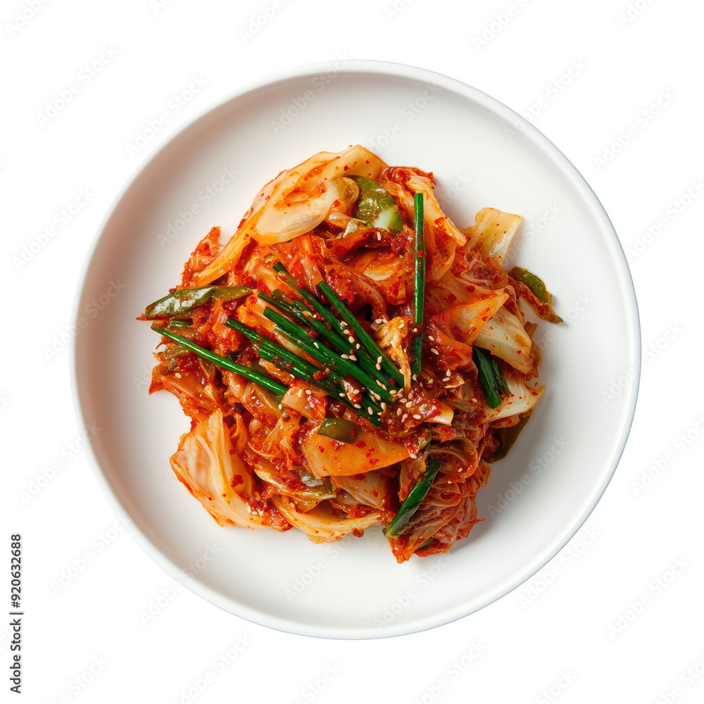 A vibrant plate of kimchi, featuring cabbage, spices, and fresh herbs, perfect for cultural cuisine and food photography. PNG, Transparent, No Background, Korean food A vibrant plate of kimchi, featuring cabbage, spices, and fresh herbs, perfect for cultural cuisine and food photography. PNG, Transparent, No Background, Korean food