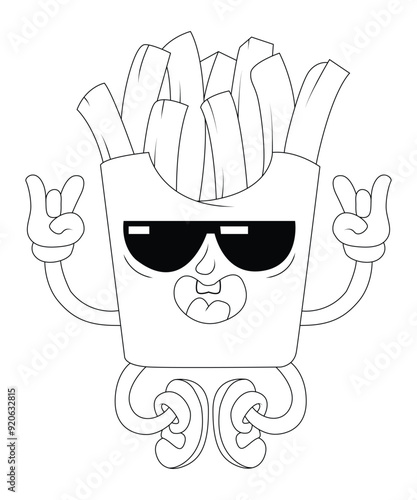 funny food coloring page for kids and adult.