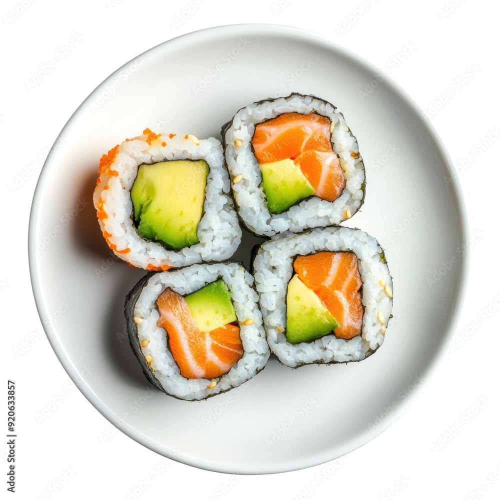 Delicious sushi rolls with fresh ingredients, presented beautifully on a minimalist plate, perfect for food lovers or culinary enthusiasts. PNG, Transparent, No Background, Japanese food Delicious sushi rolls with fresh ingredients, presented beautifully on a minimalist plate, perfect for food lovers or culinary enthusiasts. PNG, Transparent, No Background, Japanese food