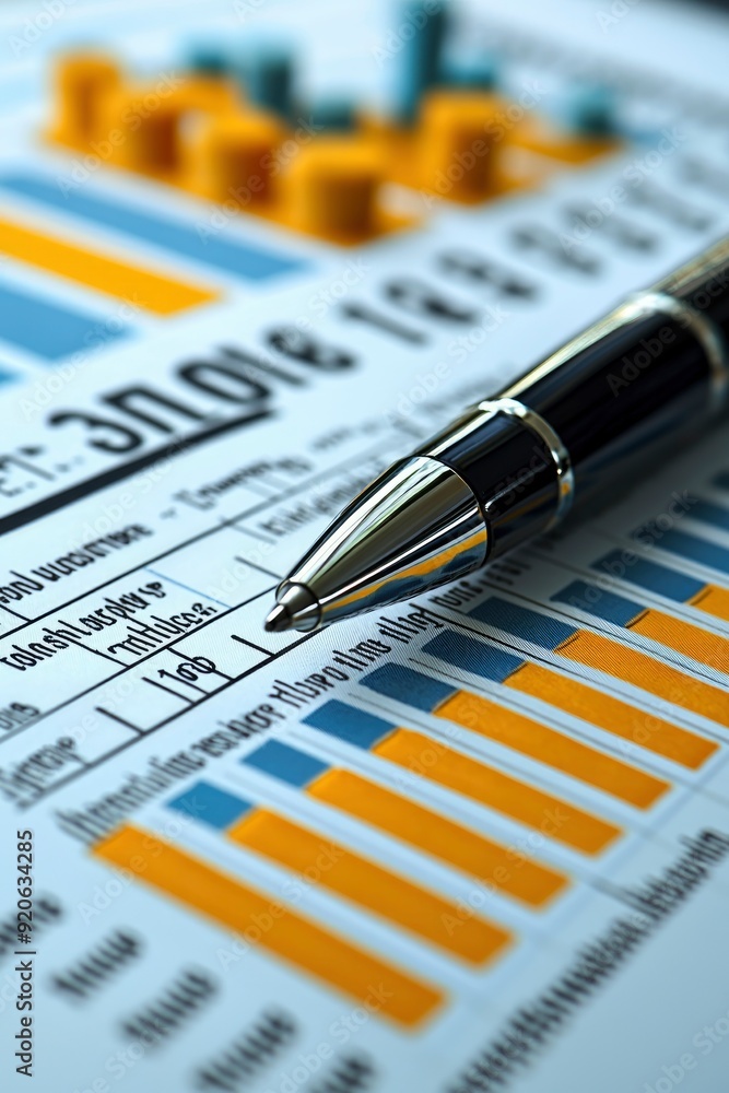 Financial Report with Pen and Bar Graph Financial Report with Pen and Bar Graph