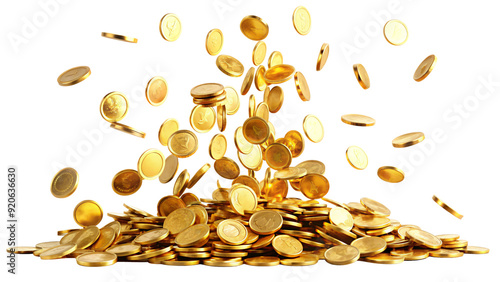 Golden coins of wealth scatter like autumn leaves, a cascading harvest of financial growth