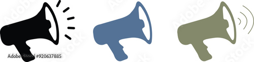 Megaphone icons set. Electric megaphone symbol with sound. Loudspeaker megaphone icon collection Multi Series Customer service and Contact information megaphone thin line Icon Shout announce isolated 