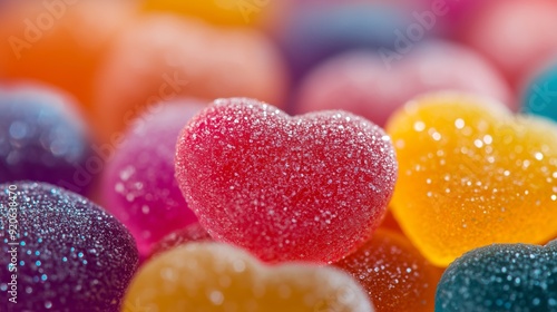 Bright Candy Hearts Covered In Sugar Texture Creating A Festive Love Theme Ideal For Romantic And Holiday Visuals