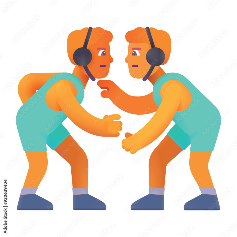 Two men engaged in the sport of wrestling vector icon. Isolated wrestling sport sign design. Two men engaged in the sport of wrestling vector icon. Isolated wrestling sport sign design.