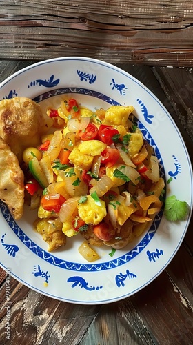 Ackee and saltfish. traditional Jamaican dish.Jamaican cuisine. AI generated illustration photo