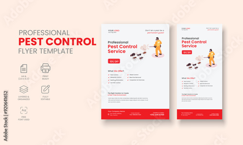 Pest Control Service Flyer Template, Professional Pest Control Services Flyer, Pest Control Service DL Flyer