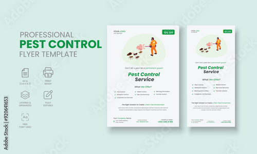 Pest Control Service Flyer Template, Professional Pest Control Services Flyer, Pest Control Service DL Flyer