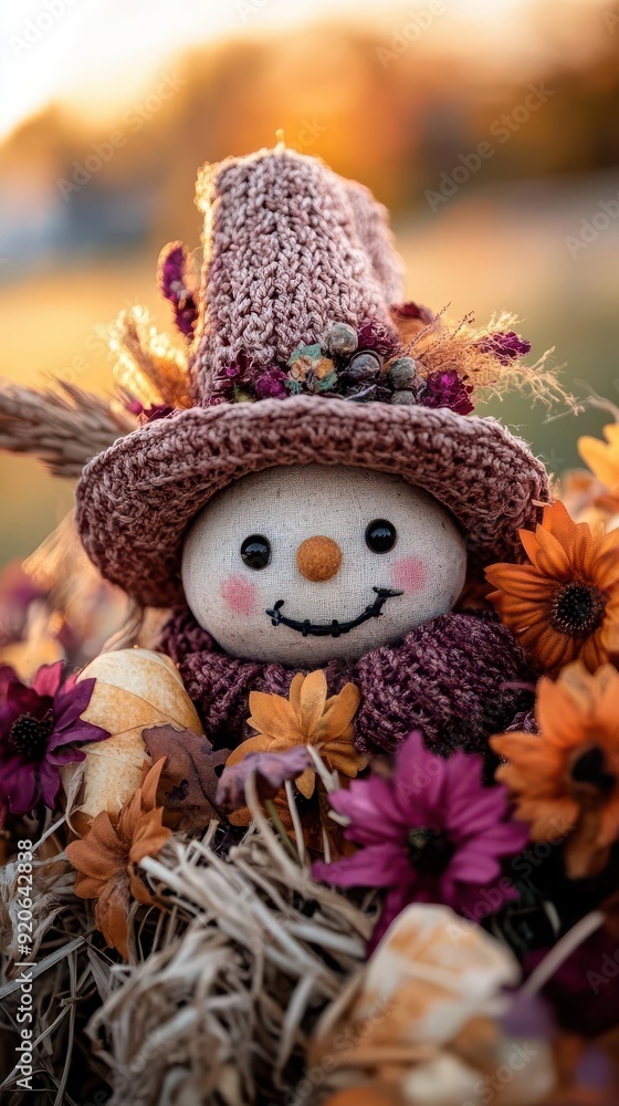 Obraz premium Fall scarecrow contest, playful and festive, vibrant colors, joyful