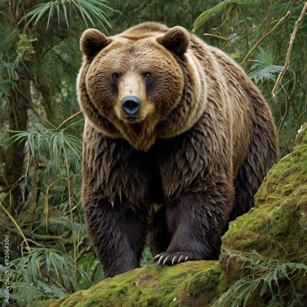 Grizzly bear standing on a rock stock royalty-free photos generated Ai Grizzly bear standing on a rock stock royalty-free photos generated Ai