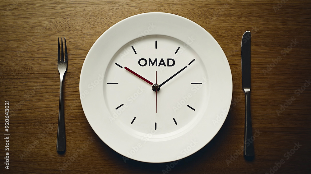 white empty plate with the word OMAD white empty plate with the word OMAD