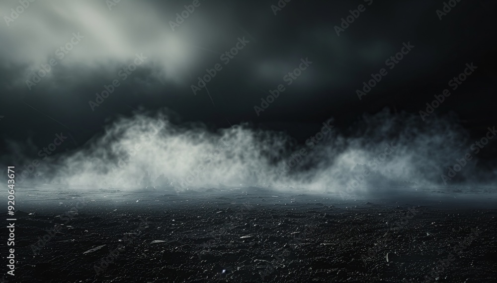Obraz premium Eerie Smoke: Ominous Fog Blanketing Darkness