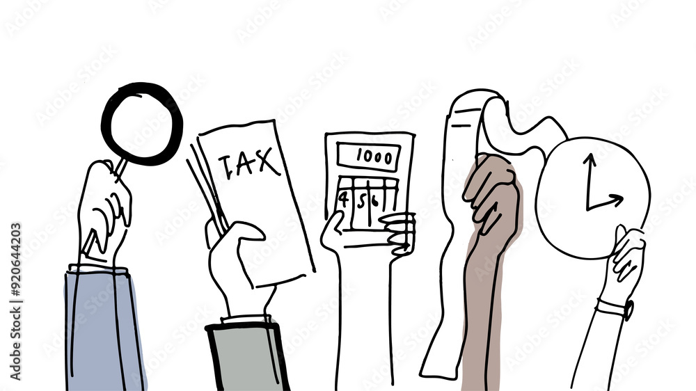 Tax audit png hand drawn debt concept