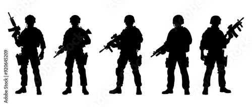 Male soldier with gun silhouette black filled vector Illustration icon
