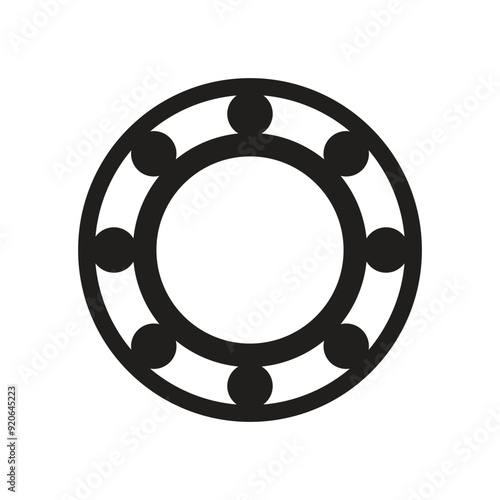 Black bearing icon with balls, side view, vector illustration, simple design.
