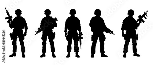Male soldier in action silhouette black filled vector Illustration icon