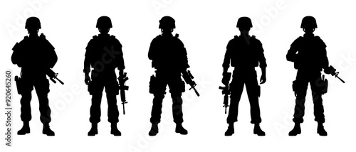 Male soldier with gun silhouette black filled vector Illustration icon