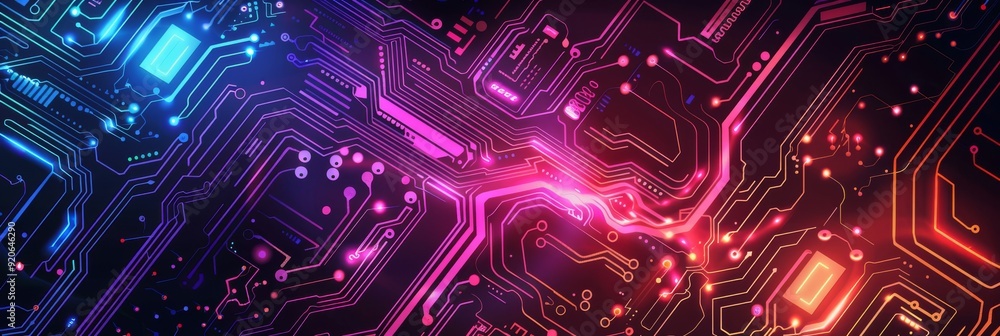 A stunning depiction of a circuit board with vibrant neon colors and dynamic light effects that captivate viewers A stunning depiction of a circuit board with vibrant neon colors and dynamic light effects that captivate viewers