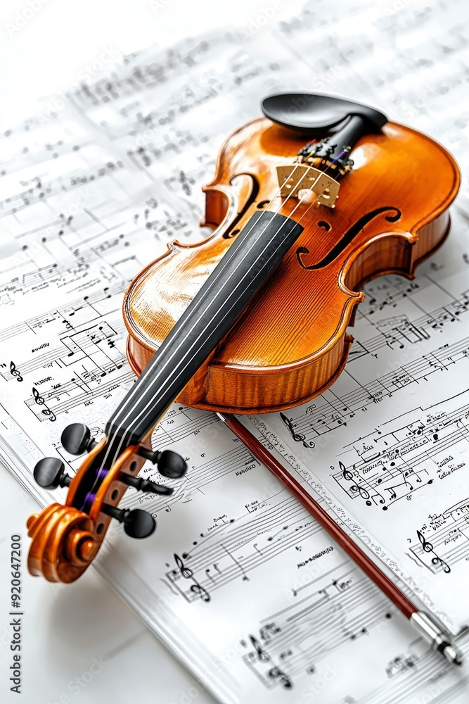 Fototapeta premium Violin on Sheet Music