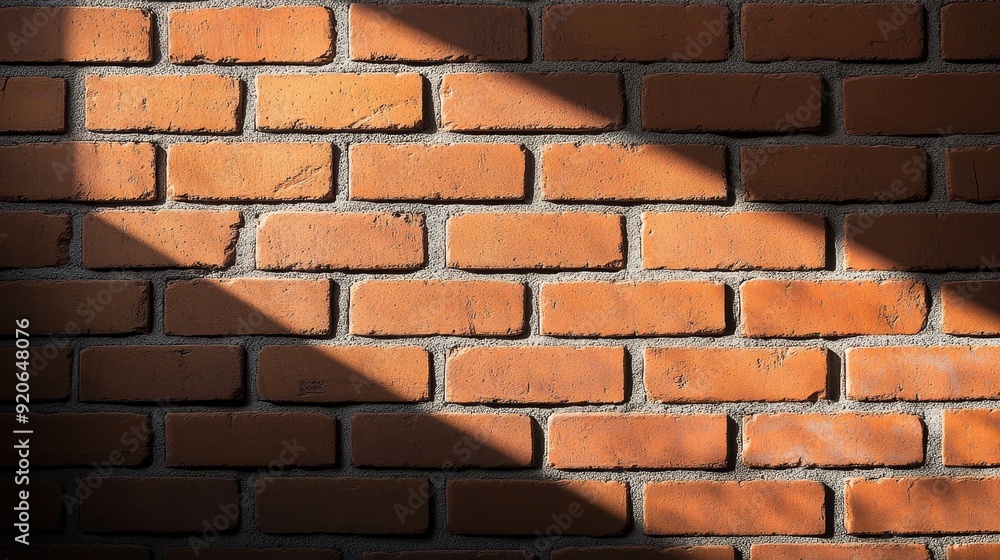 Obraz premium Textured brick wall with dynamic shadows creating depth and visual interest in architectural design.
