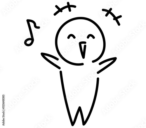 喜ぶ　シンプルな人　線画