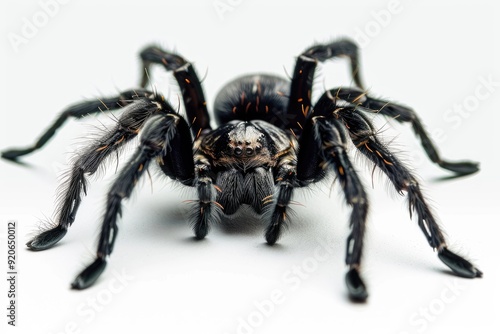 big black spider isolated on white background
