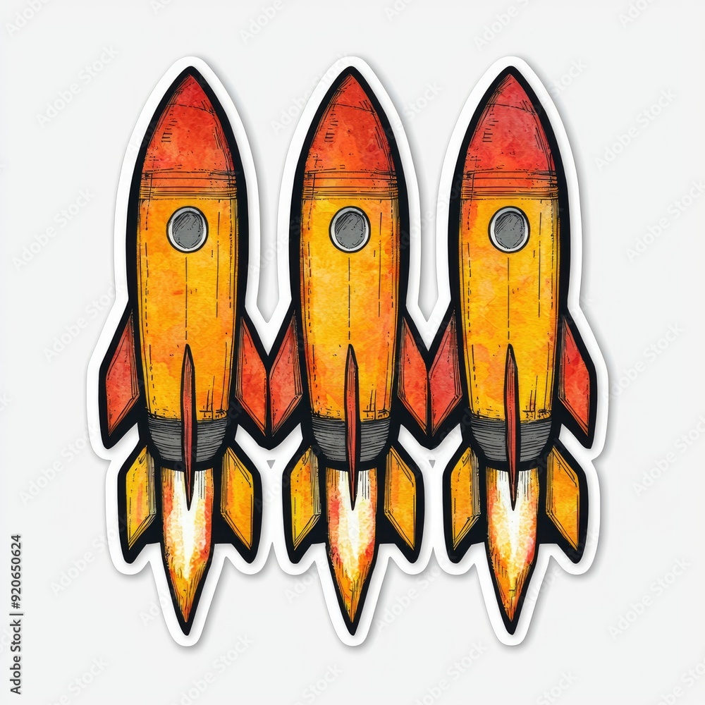 Three Cartoon Rockets Illustration Three Cartoon Rockets Illustration