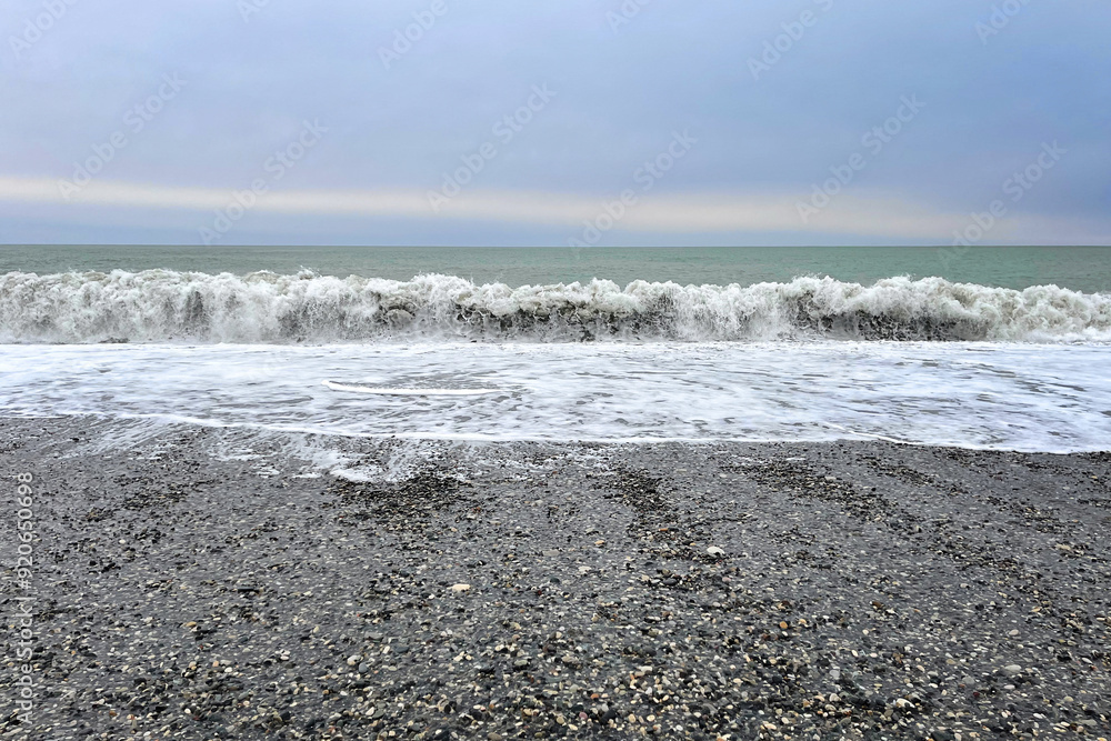 Ocean wave, nature background with sky, stone and cloud Ocean wave, nature background with sky, stone and cloud