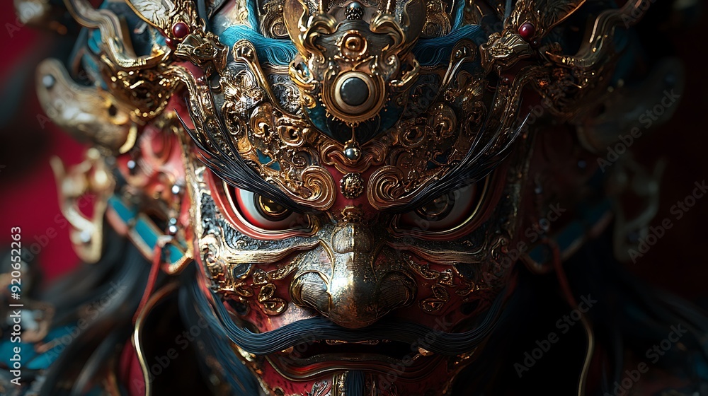 Fototapeta premium Ornate Samurai Mask with Intricate Detail