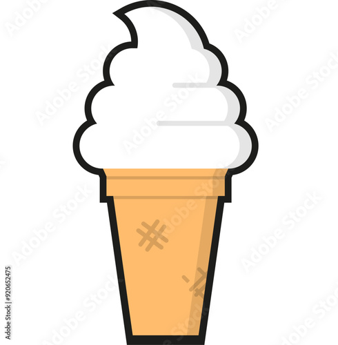 Ice Cream, Wafer Cone. Vector Flat Icon