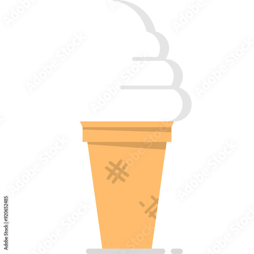 Ice Cream, Wafer Cone. Vector Flat Icon