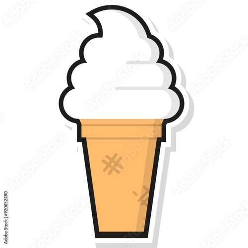 Ice Cream, Wafer Cone. Vector Flat Icon
