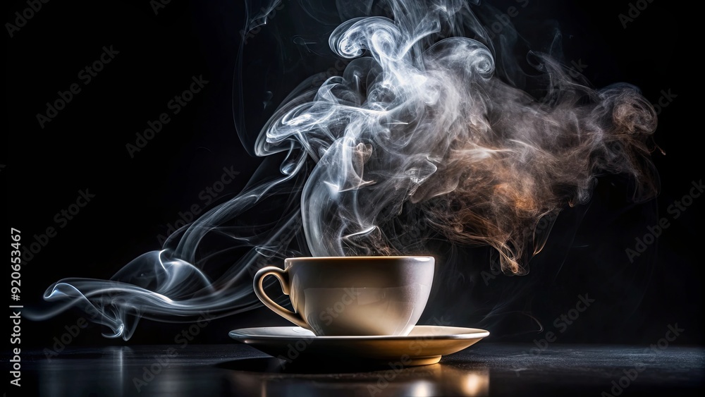 Abstract artistic of smoke forming a cup of coffee on a black background Abstract artistic of smoke forming a cup of coffee on a black background