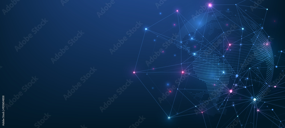 Global network connection concept. Big data visualization. Social network communication in the global computer networks. Internet technology. Business. Science. Vector illustration Global network connection concept. Big data visualization. Social network communication in the global computer networks. Internet technology. Business. Science. Vector illustration